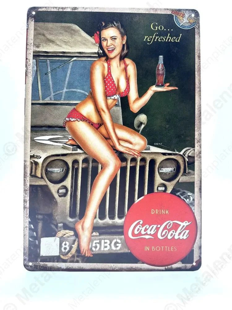 Woman Coca-Cola - Metalen Wandbord Metaalbord